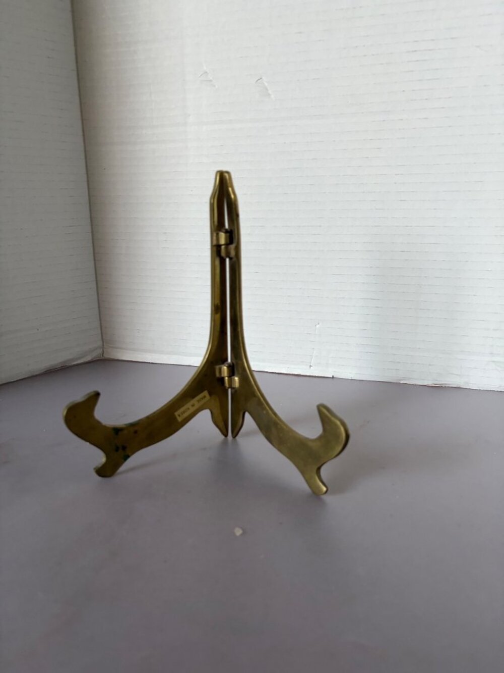 Vintage Brass Folding Plate Stand 7" Display Easel Made In Korea